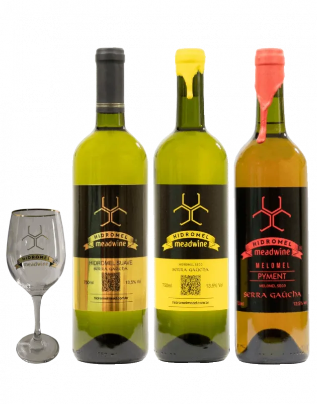 kit degustação de hidromel meadwine com taça
